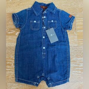 7 for All Mankind brand new Boys once piece Blue Jean - Size 6-9 month